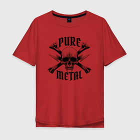 Мужская футболка хлопок Oversize с принтом Heavy metal skull чистый металл в Петрозаводске, 100% хлопок | свободный крой, круглый ворот, “спинка” длиннее передней части | металл | музыка | рок | тяжёлый металл | череп | чистый металл