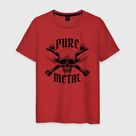 Мужская футболка хлопок с принтом Heavy metal skull чистый металл в Белгороде, 100% хлопок | прямой крой, круглый вырез горловины, длина до линии бедер, слегка спущенное плечо. | металл | музыка | рок | тяжёлый металл | череп | чистый металл