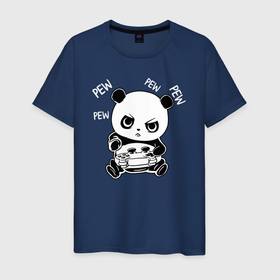 Мужская футболка хлопок с принтом Панда геймер в Петрозаводске, 100% хлопок | прямой крой, круглый вырез горловины, длина до линии бедер, слегка спущенное плечо. | Тематика изображения на принте: bear | panda | бамбуковый медведь | белый | большая панда | бурый | гризли | джойстик | джостик | зверь | игра | игрок | компьютерная игра | косолапый | медведь | мишка | панда | панды | плеер | топтыгин