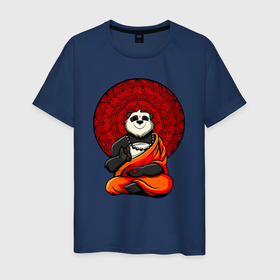 Мужская футболка хлопок с принтом Медитация панды Дзен в Екатеринбурге, 100% хлопок | прямой крой, круглый вырез горловины, длина до линии бедер, слегка спущенное плечо. | Тематика изображения на принте: bear | panda | бамбуковый медведь | белый | большая панда | бурый | гризли | дзен | зверь | индия | йога | косолапый | медведь | медитация | мишка | панда | панды | топтыгин | хищник