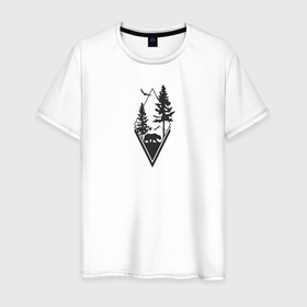Мужская футболка хлопок с принтом Сова и медведь в Курске, 100% хлопок | прямой крой, круглый вырез горловины, длина до линии бедер, слегка спущенное плечо. | 