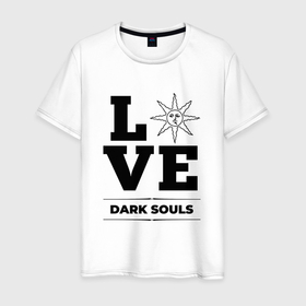 Мужская футболка хлопок с принтом Dark Souls Love Classic в Екатеринбурге, 100% хлопок | прямой крой, круглый вырез горловины, длина до линии бедер, слегка спущенное плечо. | dark | dark souls | logo | love | souls | дарк | игра | игры | лого | логотип | символ | соулс
