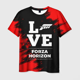 Мужская футболка 3D с принтом Forza Horizon Love Классика в Екатеринбурге, 100% полиэфир | прямой крой, круглый вырез горловины, длина до линии бедер | forza | forza horizon | horizon | logo | love | игра | игры | краска | лого | логотип | символ | форза | хорайзон