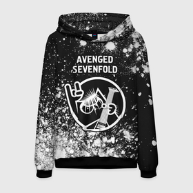 Мужская толстовка 3D с принтом Avenged Sevenfold + КОТ + Краска в Екатеринбурге, 100% полиэстер | двухслойный капюшон со шнурком для регулировки, мягкие манжеты на рукавах и по низу толстовки, спереди карман-кенгуру с мягким внутренним слоем. | avenged | avenged sevenfold | band | metal | rock | sevenfold | авенджед | группа | кот | краска | краски | рок | севенфолд