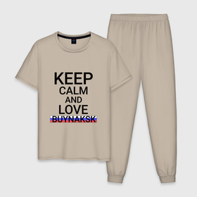 Мужская пижама хлопок с принтом Keep calm Buynaksk (Буйнакск) в Курске, 100% хлопок | брюки и футболка прямого кроя, без карманов, на брюках мягкая резинка на поясе и по низу штанин
 | buynaksk | da | dag |  дагестан | буйнакск | город | россия
