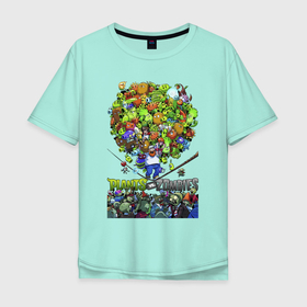 Мужская футболка хлопок Oversize с принтом Crazy Dave plants в Новосибирске, 100% хлопок | свободный крой, круглый ворот, “спинка” длиннее передней части | corn | crazy dave | garlic | mushroom | peashooter | plant | plants vs zombies | popcap | potato | pvz | strawburst | sunflower | vieo game | zombie | видео игра | гароха стрел | гриб | зомби | картошка | клубника | кукуруза | подсолнух | растение | расте