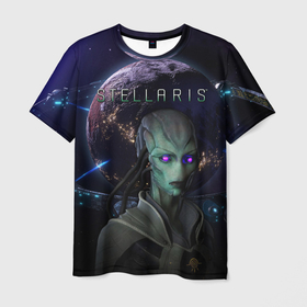 Мужская футболка 3D с принтом STELLARIS   СТЕЛЛАРИС в Курске, 100% полиэфир | прямой крой, круглый вырез горловины, длина до линии бедер | stelaris | stellaris | стеларис | стелларис