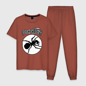Мужская пижама хлопок с принтом The prodigy ant в Новосибирске, 100% хлопок | брюки и футболка прямого кроя, без карманов, на брюках мягкая резинка на поясе и по низу штанин
 | ant | logo | prodigy | the prodigy | логотип | муравей | продиджи