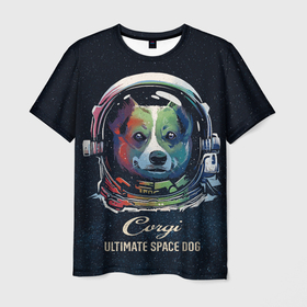 Мужская футболка 3D с принтом Корги Космонавт | Corgi Space Dog в Екатеринбурге, 100% полиэфир | прямой крой, круглый вырез горловины, длина до линии бедер | corgi art | cute | helmet | space suit | ultimate | wales | welsh corgi | астронавт | в космосе | в скафандре | в шлеме | кардиган | корги арт | космическая собака | космический корги | милота | прикол | рисунок корги | скафандр