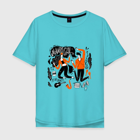 Мужская футболка хлопок Oversize с принтом MUSICAL в Белгороде, 100% хлопок | свободный крой, круглый ворот, “спинка” длиннее передней части | барабан | гитара | девушка | забавный | любовь | мужчина | музыка | ретро | саксафон