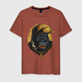 Мужская футболка хлопок с принтом Hip hop Gorilla в Курске, 100% хлопок | прямой крой, круглый вырез горловины, длина до линии бедер, слегка спущенное плечо. | gorilla | hip hop | rap | горилла | обезьяна | рэпер