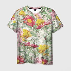 Мужская футболка 3D с принтом Цветы Майские Герберы в Тюмени, 100% полиэфир | прямой крой, круглый вырез горловины, длина до линии бедер | flowers | букет | герберы | природа | растение | флора | цветы