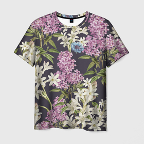 Мужская футболка 3D с принтом Цветы Розово Сиреневые в Екатеринбурге, 100% полиэфир | прямой крой, круглый вырез горловины, длина до линии бедер | Тематика изображения на принте: flowers | букет | природа | растение | флора | цветы