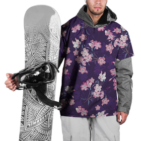 Накидка на куртку 3D с принтом Цветы Розовые На Фиолетовом Фоне , 100% полиэстер |  | Тематика изображения на принте: flowers | букет | природа | растение | флора | цветы