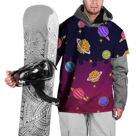 Накидка на куртку 3D с принтом Pizza in Space , 100% полиэстер |  | еда | космос | космческий | молодежный | пицца | планеты | яркий