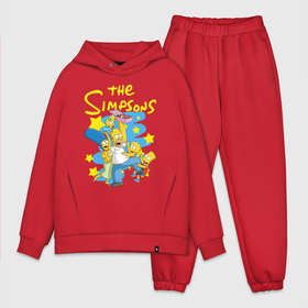 Мужской костюм хлопок OVERSIZE с принтом The Simpsons|Семейка Симпсонов ,  |  | bart | cartoon | gomer | lisa | simpsons | usa | барт | гомер | лиза | мардж | мультфильм | семья | симпсоны | сша