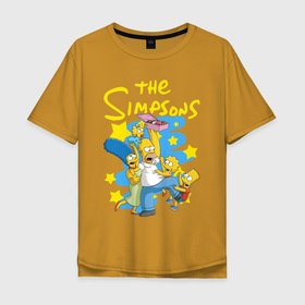 Мужская футболка хлопок Oversize с принтом The Simpsons|Семейка Симпсонов в Курске, 100% хлопок | свободный крой, круглый ворот, “спинка” длиннее передней части | bart | cartoon | gomer | lisa | simpsons | usa | барт | гомер | лиза | мардж | мультфильм | семья | симпсоны | сша