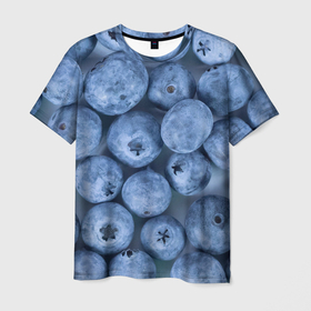 Мужская футболка 3D с принтом Голубика   фон в Санкт-Петербурге, 100% полиэфир | прямой крой, круглый вырез горловины, длина до линии бедер | голубика | лето | патерн | поляна | текстура | фон | фруктовые | фрукты | ягода | ягодв | ягодные
