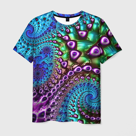 Мужская футболка 3D с принтом Наикрутейший фрактальный паттерн   Авангард    The Coolest fractal pattern   Vanguard , 100% полиэфир | прямой крой, круглый вырез горловины, длина до линии бедер | abstraction | color | fashion | fractal | neon | pattern | vanguard | абстракция | авангард | мода | неон | паттерн | фрактал | цвет