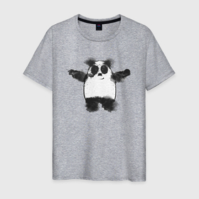 Мужская футболка хлопок с принтом Акварельная панда в Белгороде, 100% хлопок | прямой крой, круглый вырез горловины, длина до линии бедер, слегка спущенное плечо. | Тематика изображения на принте: 