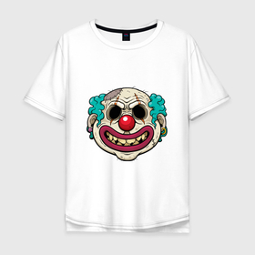 Мужская футболка хлопок Oversize с принтом Old Clown в Тюмени, 100% хлопок | свободный крой, круглый ворот, “спинка” длиннее передней части | death | devil | halloween | horror | joker | skull | zombie | демон | джокер | дьявол | зло | зомби | клоун | призрак | скелет | хоррор | хэллоуин | череп