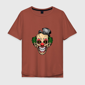 Мужская футболка хлопок Oversize с принтом Scary Clown , 100% хлопок | свободный крой, круглый ворот, “спинка” длиннее передней части | death | devil | halloween | horror | joker | skull | zombie | демон | джокер | дьявол | зло | зомби | клоун | призрак | скелет | хоррор | хэллоуин | череп