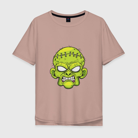 Мужская футболка хлопок Oversize с принтом Zombie Brain в Белгороде, 100% хлопок | свободный крой, круглый ворот, “спинка” длиннее передней части | death | devil | horror | skull | zombie | демон | дьявол | зло | зомби | призрак | скелет | хоррор | хэллоуин | череп
