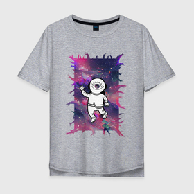 Мужская футболка хлопок Oversize с принтом Космо глазик в Петрозаводске, 100% хлопок | свободный крой, круглый ворот, “спинка” длиннее передней части | абстракция | глаз | кислота | космонавт | космос | пришельцы | стиль | тренд | хипи