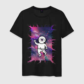Мужская футболка хлопок с принтом Космо глазик в Новосибирске, 100% хлопок | прямой крой, круглый вырез горловины, длина до линии бедер, слегка спущенное плечо. | абстракция | глаз | кислота | космонавт | космос | пришельцы | стиль | тренд | хипи