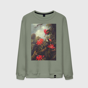 Мужской свитшот хлопок с принтом Hummingbird and Passionflowers (Колибри на ветке) в Курске, 100% хлопок |  | букет | винтаж | джунгли | живопись | картина | классика | колибри | пейзаж | природа | тропики | цветы
