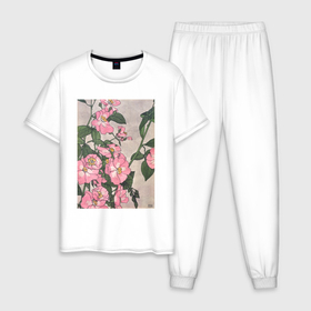 Мужская пижама хлопок с принтом Prairie Rose (Розы) в Кировске, 100% хлопок | брюки и футболка прямого кроя, без карманов, на брюках мягкая резинка на поясе и по низу штанин
 | букет | винтаж | живопись | картина | классика | пейзаж | природа | роза | цветочный | цветы