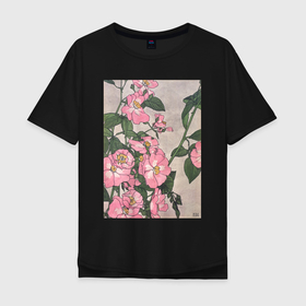 Мужская футболка хлопок Oversize с принтом Prairie Rose (Розы) в Кировске, 100% хлопок | свободный крой, круглый ворот, “спинка” длиннее передней части | букет | винтаж | живопись | картина | классика | пейзаж | природа | роза | цветочный | цветы