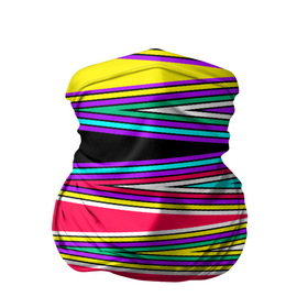 Бандана-труба 3D с принтом Разноцветный радужный полосатый принт в Екатеринбурге, 100% полиэстер, ткань с особыми свойствами — Activecool | плотность 150‒180 г/м2; хорошо тянется, но сохраняет форму | геометрический | линии | молодежный | полосатый | радужный