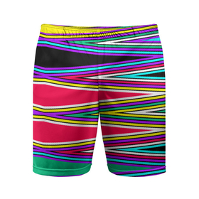 Мужские шорты спортивные с принтом Разноцветный радужный полосатый принт в Петрозаводске,  |  | геометрический | линии | молодежный | полосатый | радужный
