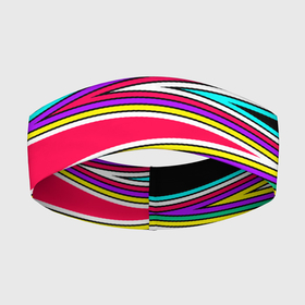 Повязка на голову 3D с принтом Разноцветный радужный полосатый принт в Петрозаводске,  |  | геометрический | линии | молодежный | полосатый | радужный