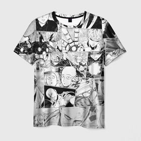 Мужская футболка 3D с принтом Ванпанчмен паттерн , 100% полиэфир | прямой крой, круглый вырез горловины, длина до линии бедер | anime | caped baldy | one punch man | saitama | аниме | анимэ | ванпанчмен | сайтама