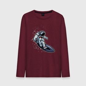 Мужской лонгслив хлопок с принтом Космонавт на серфинге , 100% хлопок |  | Тематика изображения на принте: волны | доска | космонавт | космос | море | океан | серфинг