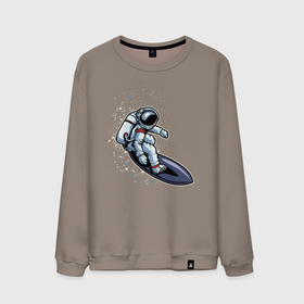 Мужской свитшот хлопок с принтом Космонавт на серфинге , 100% хлопок |  | волны | доска | космонавт | космос | море | океан | серфинг