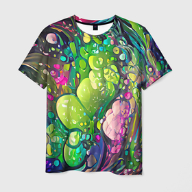 Мужская футболка 3D с принтом Токсичный принт в Белгороде, 100% полиэфир | прямой крой, круглый вырез горловины, длина до линии бедер | bright | colors | funny | multicoloured | positive | splashes | spot | toxic | брызги | веселый | краски | многоцветный | позитивный | пятна | разноцветный | токсичный | фееричный | цвета | яркий
