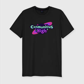 Мужская футболка хлопок Slim с принтом Cosmonious High Logo , 92% хлопок, 8% лайкра | приталенный силуэт, круглый вырез ворота, длина до линии бедра, короткий рукав | bleb | cosmonious high | virtual reality | vr | vr game | виар | игры виар