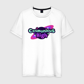 Мужская футболка хлопок с принтом Cosmonious High Logo в Петрозаводске, 100% хлопок | прямой крой, круглый вырез горловины, длина до линии бедер, слегка спущенное плечо. | bleb | cosmonious high | virtual reality | vr | vr game | виар | игры виар