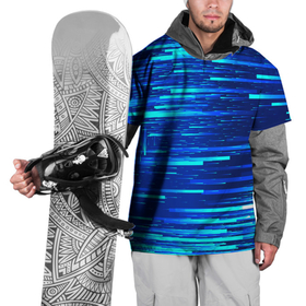 Накидка на куртку 3D с принтом BLUE STRIPES , 100% полиэстер |  | абстракция | в полоску | оптические иллюзии | синий | узор | фон