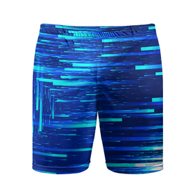 Мужские шорты спортивные с принтом BLUE STRIPES в Курске,  |  | абстракция | в полоску | оптические иллюзии | синий | узор | фон