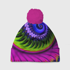 Шапка 3D c помпоном с принтом Разноцветная неоновая спираль   Абстракция   Multicolored Neon Spiral   Abstraction , 100% полиэстер | универсальный размер, печать по всей поверхности изделия | abstraction | color | fashion | neon | spiral | абстракция | мода | неон | спираль | цвет