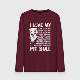 Мужской лонгслив хлопок с принтом Я люблю моего питбуля в Белгороде, 100% хлопок |  | pit bull | животное | пес | песель | песик | пит буль | питбули | питбуль | собака | собачка | щенок