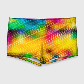 Мужские купальные плавки 3D с принтом RAINBOW POLYCHROME в Кировске, Полиэстер 85%, Спандекс 15% |  | красочный | многоцветный | оттенок | пестрый | повторяющийся | полосатый | полосы | радужный | разноцветный | узор | фон | цветной | яркий