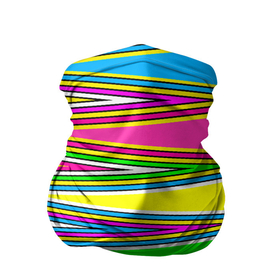 Бандана-труба 3D с принтом Полосатый радужный разноцветный геометрический узор в Тюмени, 100% полиэстер, ткань с особыми свойствами — Activecool | плотность 150‒180 г/м2; хорошо тянется, но сохраняет форму | геометрический узор | молодежный | неоновый | полосатый | радуга