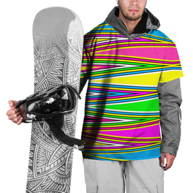 Накидка на куртку 3D с принтом Полосатый радужный разноцветный геометрический узор , 100% полиэстер |  | Тематика изображения на принте: геометрический узор | молодежный | неоновый | полосатый | радуга