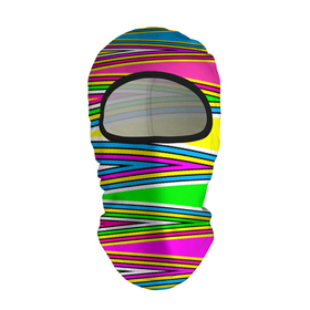 Балаклава 3D с принтом Полосатый радужный разноцветный геометрический узор , 100% полиэстер, ткань с особыми свойствами — Activecool | плотность 150–180 г/м2; хорошо тянется, но при этом сохраняет форму. Закрывает шею, вокруг отверстия для глаз кайма. Единый размер | Тематика изображения на принте: геометрический узор | молодежный | неоновый | полосатый | радуга