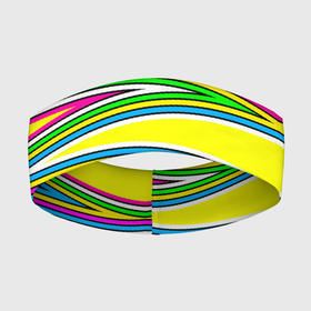Повязка на голову 3D с принтом Полосатый радужный разноцветный геометрический узор в Новосибирске,  |  | геометрический узор | молодежный | неоновый | полосатый | радуга